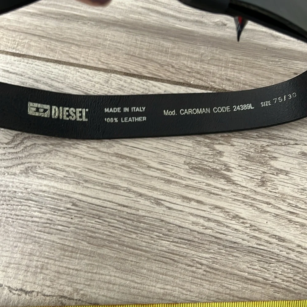 Diesel Black Leather Belt with Silver Buckle